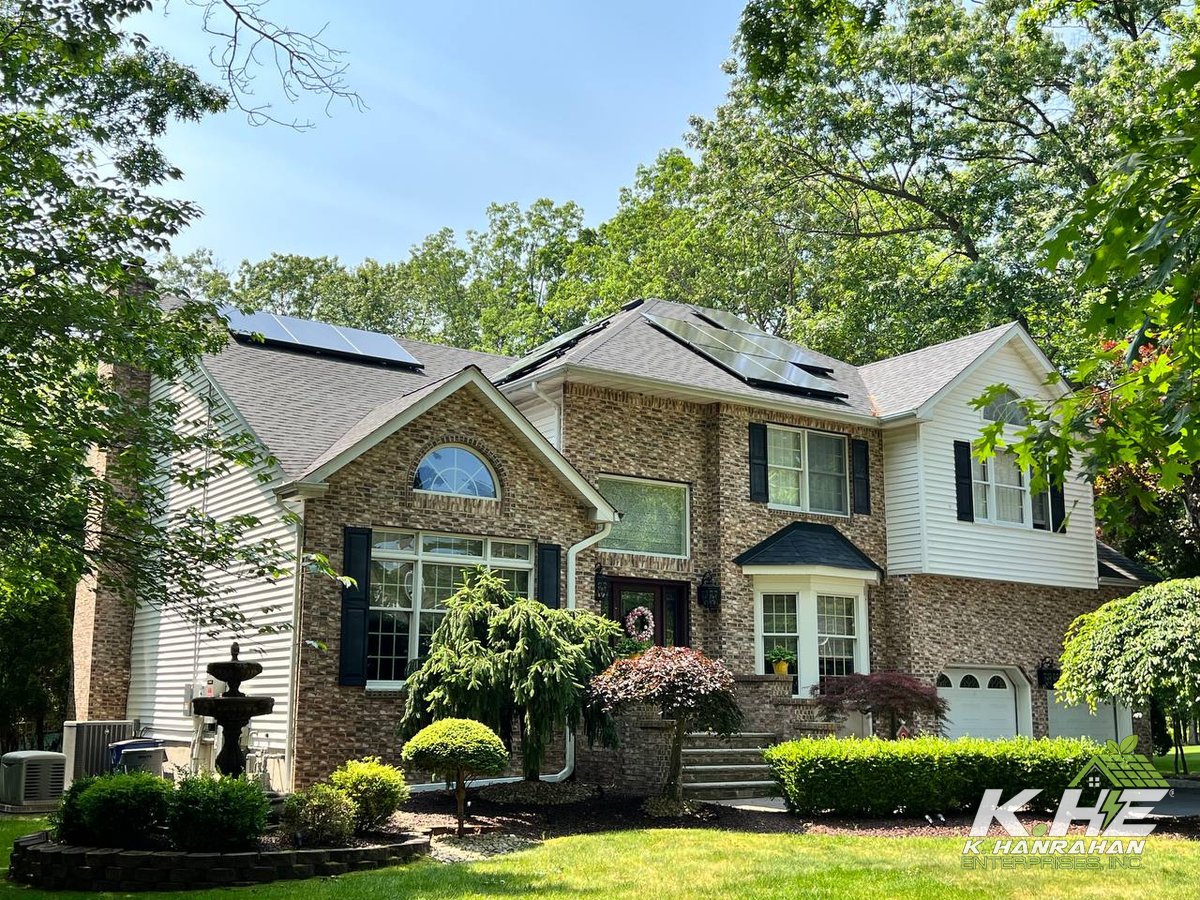 Brick colonial with rooftop solar array